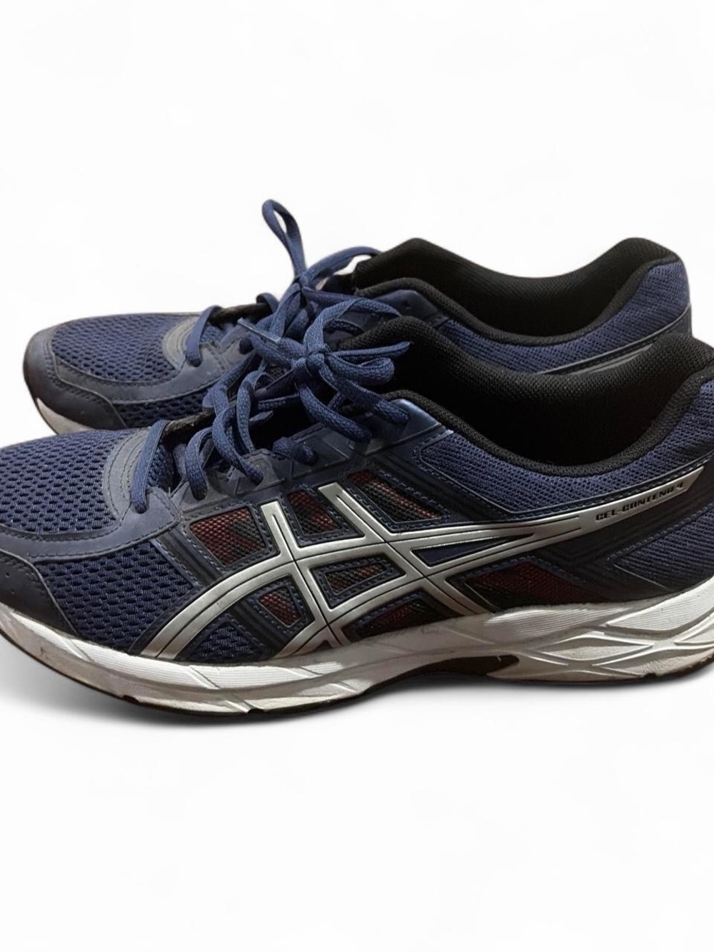 ASICS Men's Navy Blue and Silver Athletic Running Shoes